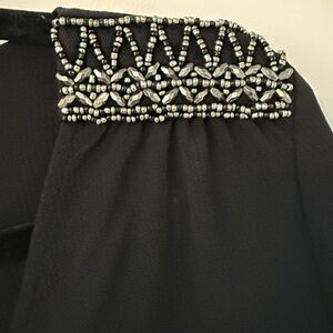 Gibson Black Blouse with Embellished Shoulders